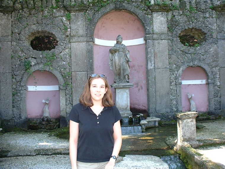 Audrey with some statues